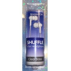 MAGNAVOX Shuffle In Ear Headphones Clear Bass 8.6mm Earbuds White